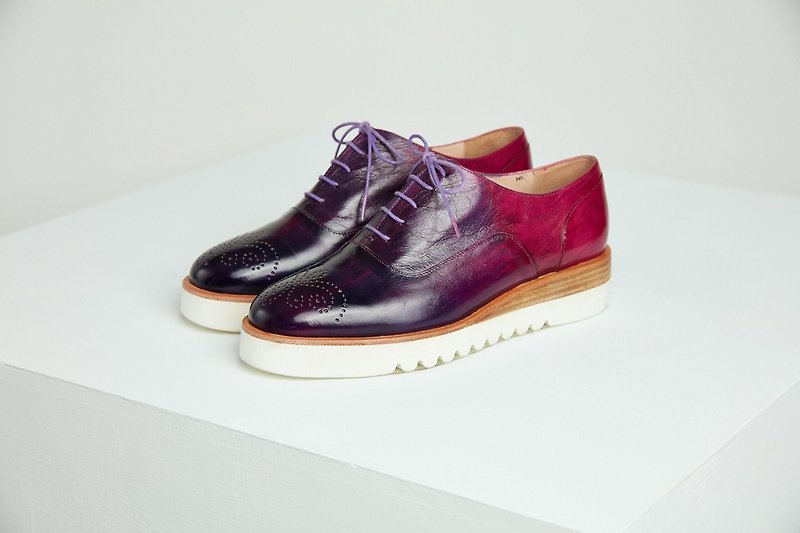 H THREE Oxford shoes / purple fog / purple / gradient / thick bottom / Oxford - Women's Oxford Shoes - Genuine Leather Purple