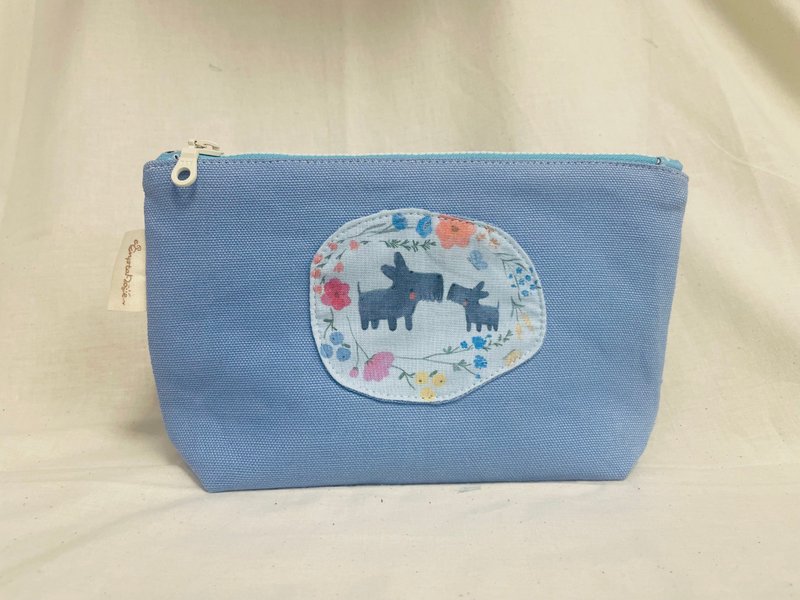 Ready stock-Parent-child dog bag series-Yorkshire should - กระเป๋าเครื่องสำอาง - ผ้าฝ้าย/ผ้าลินิน สีน้ำเงิน