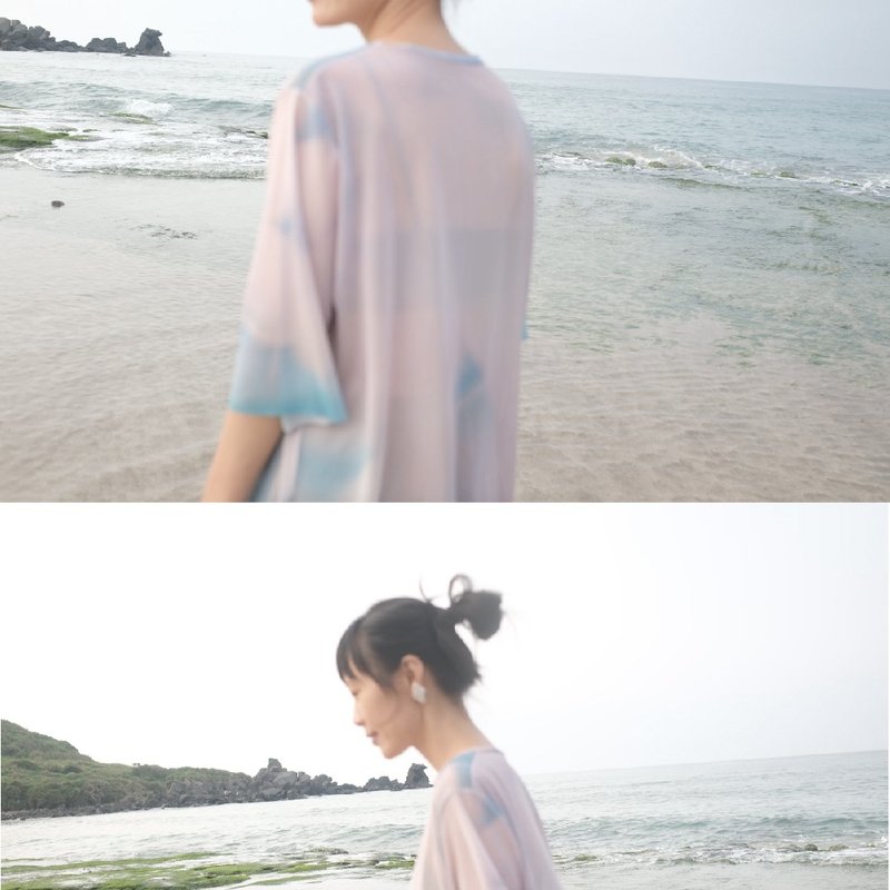 半袖子 |  緩浮 - 女 T 恤 - 聚酯纖維 藍色
