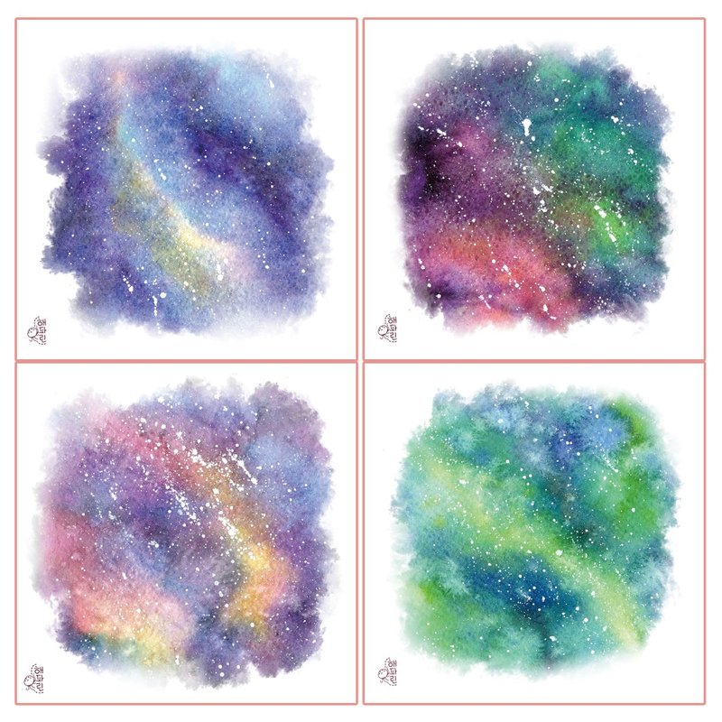 Space - 4 types mix transparent PET background sticker (haeparine) - 貼紙 - 紙 多色