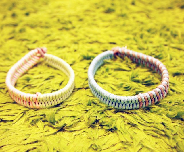 Customized pink blue and pink couple hand-woven Wax cord bracelet - Shop  Just Knitting Bracelets - Pinkoi