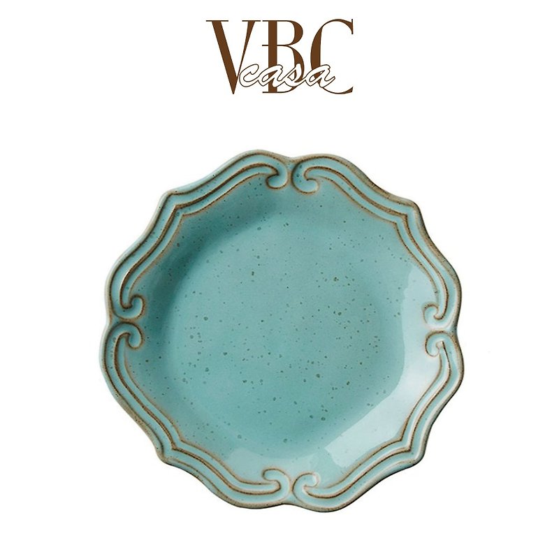 Italy VBC casa │ Baroque series 23 cm side plate / Tiffany green - Plates & Trays - Pottery Green