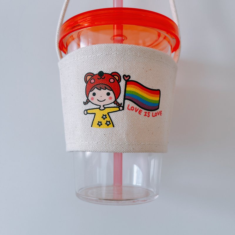 女孩 熊 love is love 杯袋 飲料袋 - 飲料提袋/杯套 - 其他人造纖維 白色