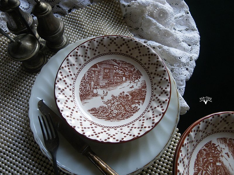 [OLD TIME] Early European Dinner Plate Soup Plate - Items for Display - Other Materials 