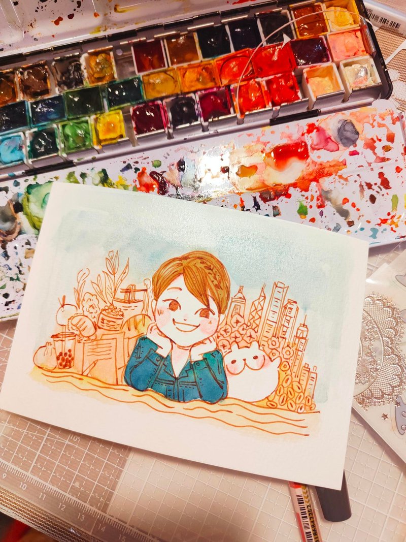 月亮似顏繪~你的日常與祝福一起溫柔入畫 - 電子似顏繪/繪畫/插畫 - 其他材質 