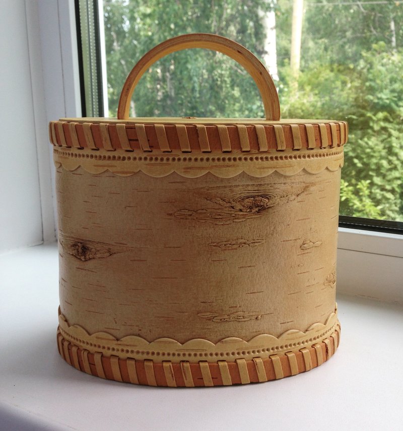 Birch bark box, birch bark canister - Food Storage - Wood 