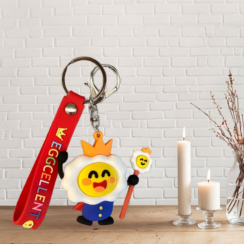 立體公仔鑰匙圈-雞蛋國王 | 童趣造型吊飾 隨身小物 雞蛋小人系列 - 鑰匙圈/鑰匙包 - 其他材質 