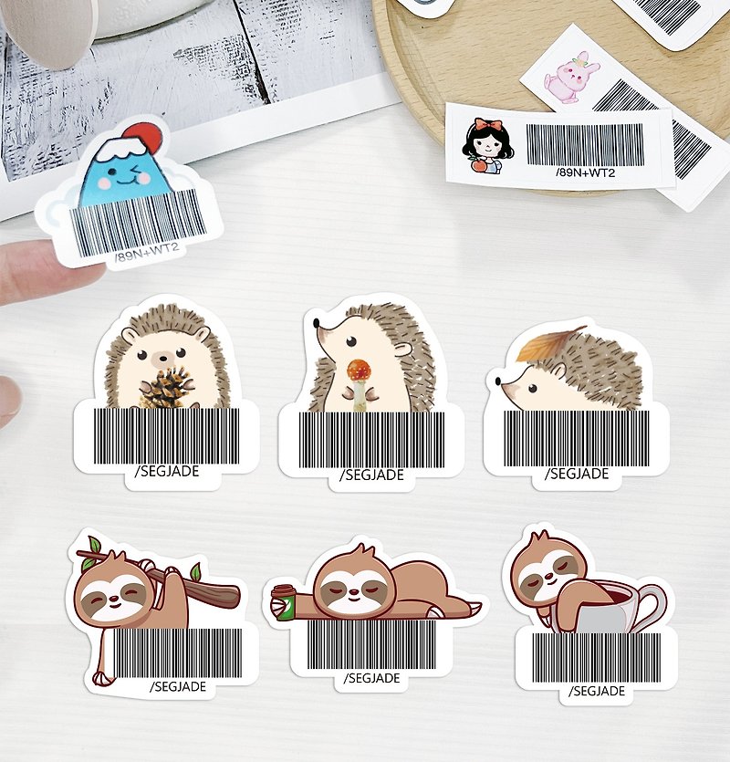 Vehicle sticker/Customized barcode sticker/Irregular waterproof tear-resistant/Made in Taiwan-Hedgehog Sloth - Stickers - Paper 