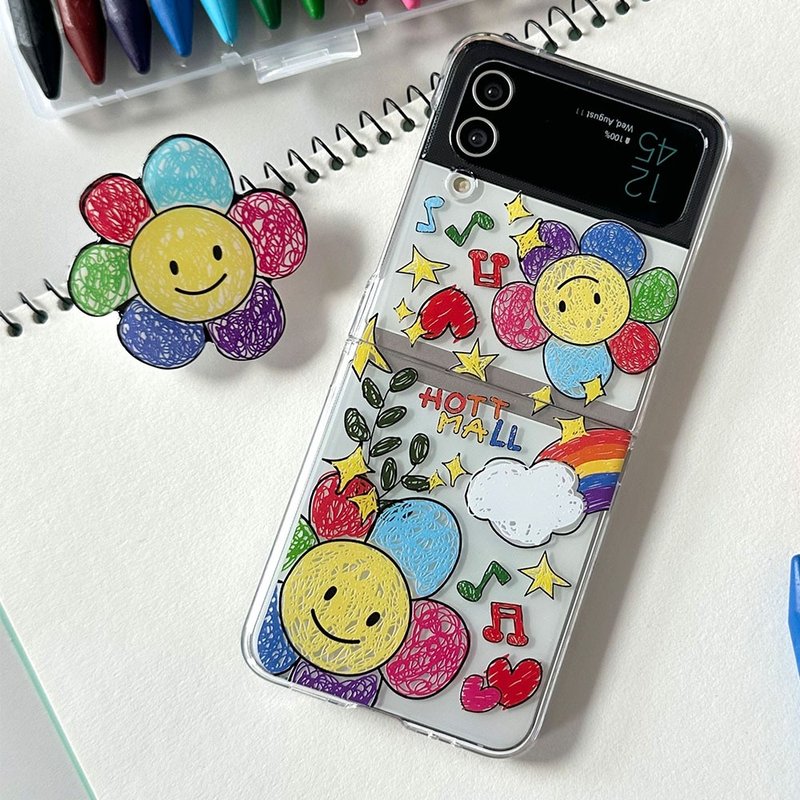 Rainbow sketch Flower ZFLIP mobile phone case Grip smart tok set - 手機殼/手機套 - 塑膠 多色