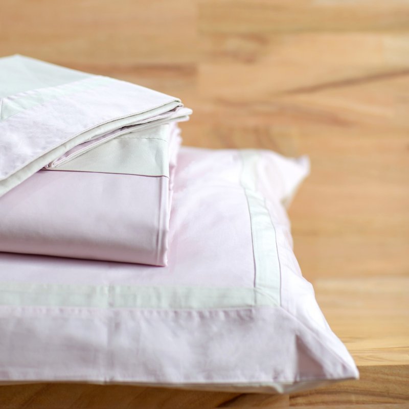 King_bedspreads & pillow case set_ fresh quartz pink & light beige - Bedding - Cotton & Hemp Pink