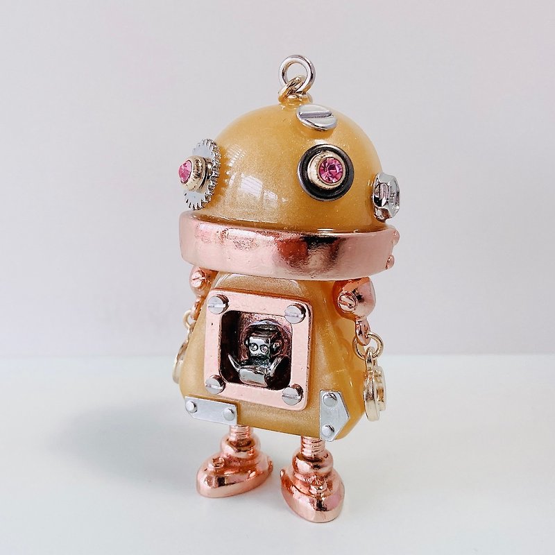 塑膠 鑰匙圈/鑰匙包 橘色 - Robot Charm Accessories