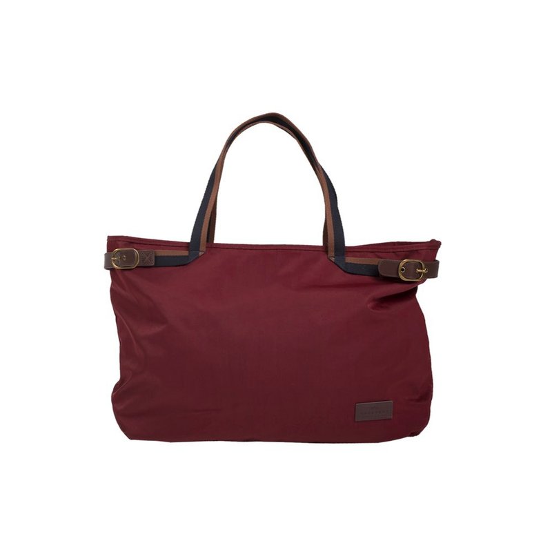 【DOUGHNUT】Waterproof water-resistant portable/shoulder carry 2-use Salina large capacity-burgundy - กระเป๋าถือ - ไนลอน สีแดง