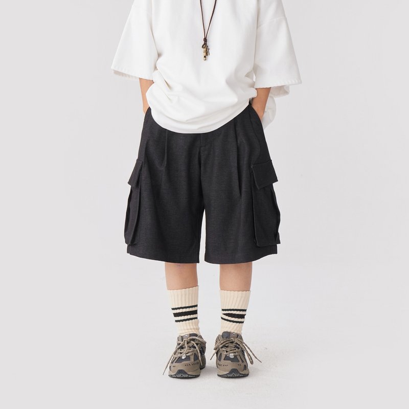 TopBasics 五口袋工裝七分褲 - 男長褲/休閒褲 - 其他人造纖維 藍色