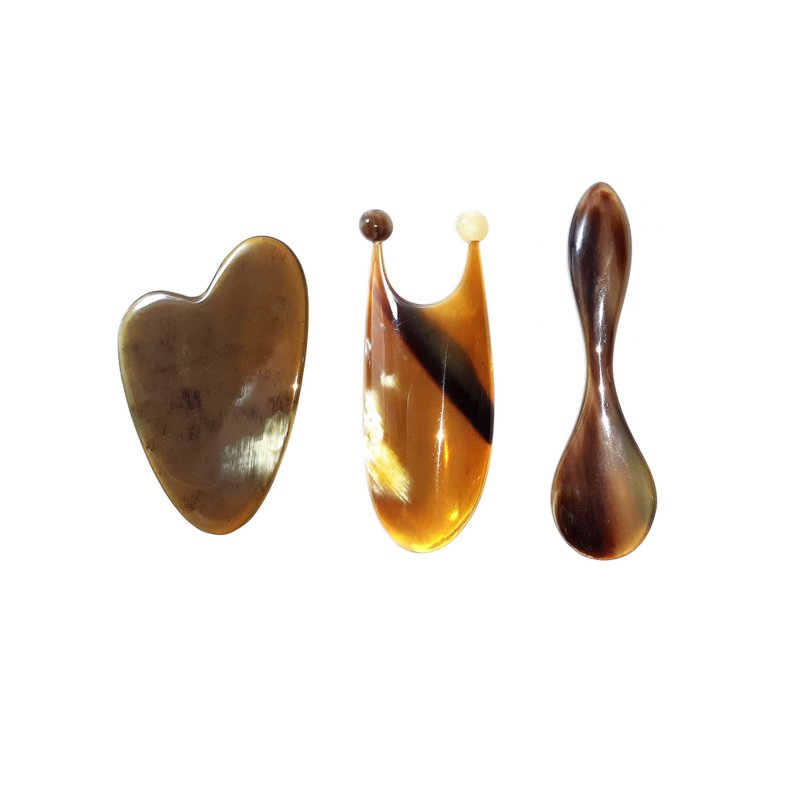 3PCS Handmade Massage Tools,  Gua Sha Facial Tool for Face, Neck, Back, Body. - 臉部按摩/清潔工具 - 環保材質 咖啡色