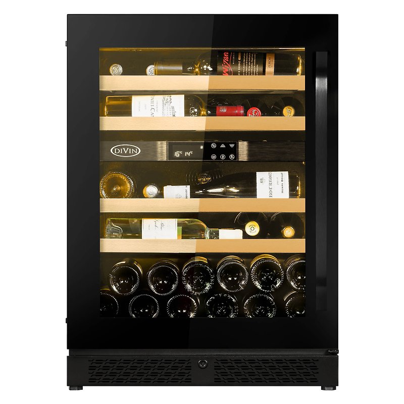 40 Bottle Dual-zone Jet Black Wine Fridge - Kitchen Appliances - Glass Black