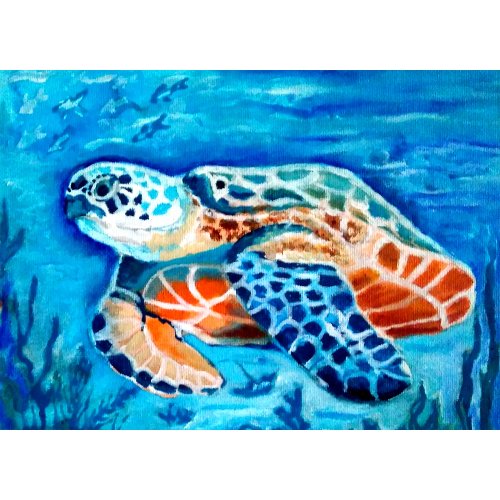 ウミガメ 海亀 海 カメ 絵画 原画 アート turtle 現代美術 現代アート