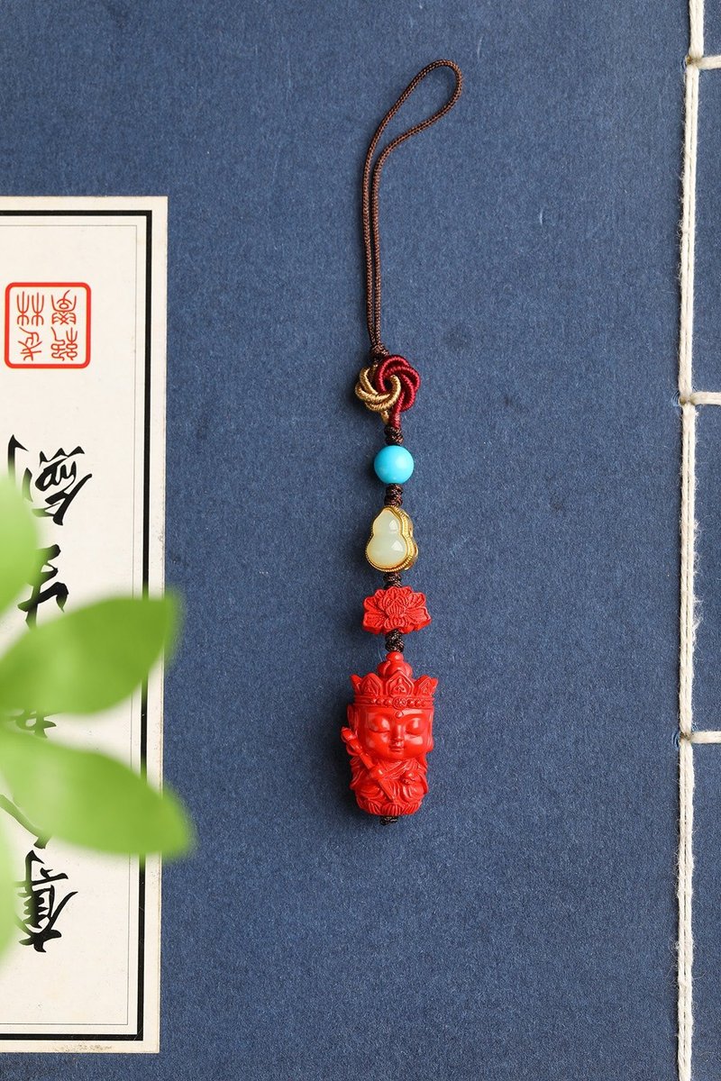 天然原礦硃砂精品紅砂地藏王手機掛包掛 精品硃砂含量高達95%以 - 鑰匙圈/鑰匙包 - 寶石 