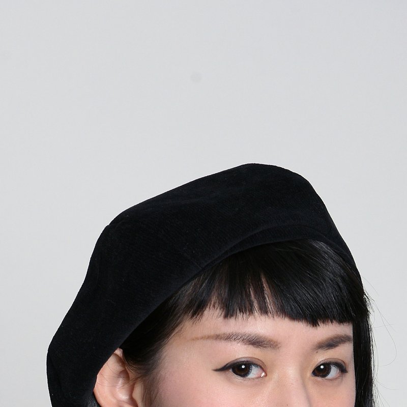 JOJA│ Beilei / black velvet cloth - หมวก - เส้นใยสังเคราะห์ สีดำ