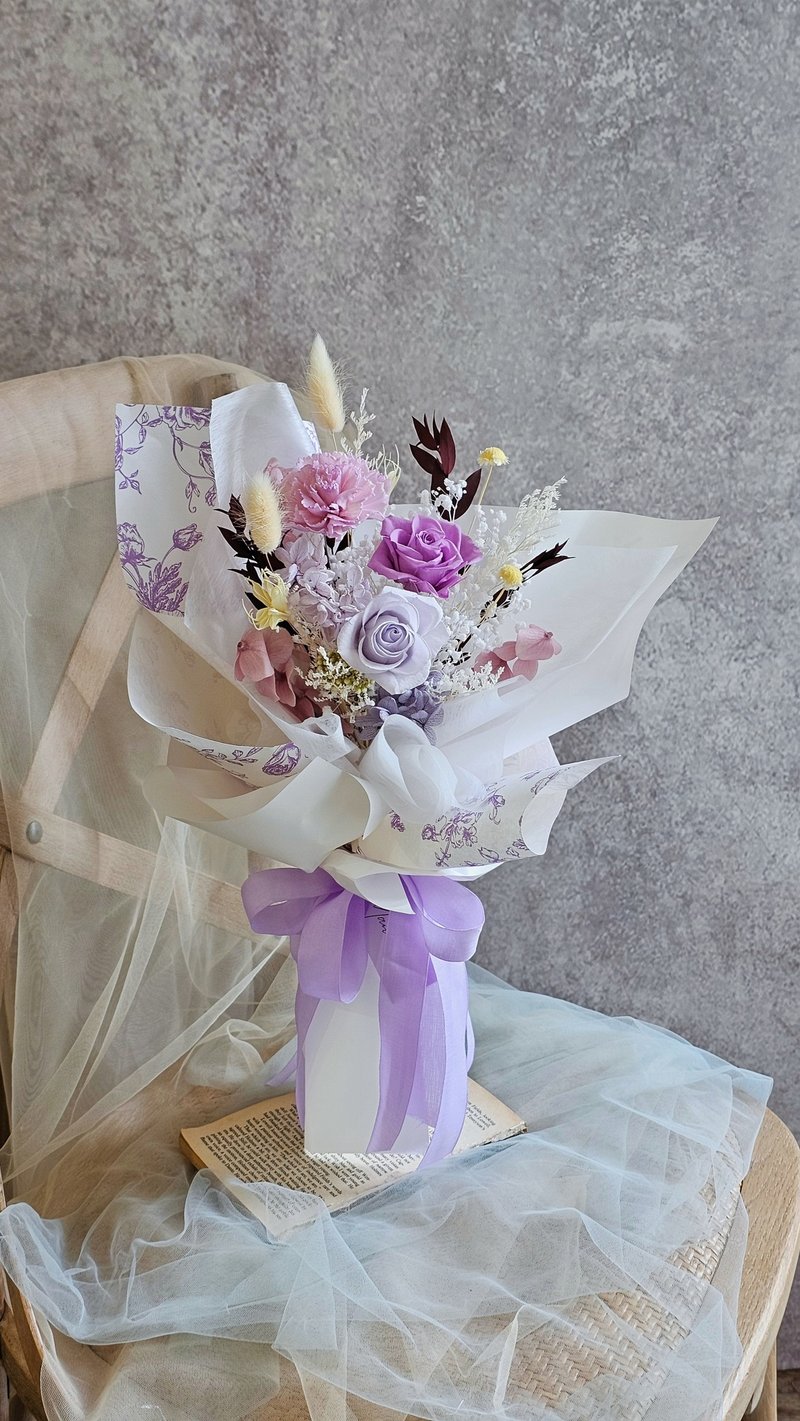 永生花花束 玫瑰花束 情人節花束 生日花束 快速出貨 現貨 - 乾燥花/永生花 - 植物．花 紫色