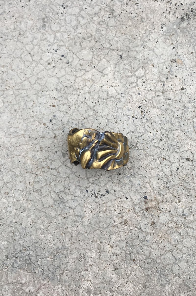 Petite Fille] [European-style retro Vintage brass ring - แหวนทั่วไป - โลหะ สีทอง