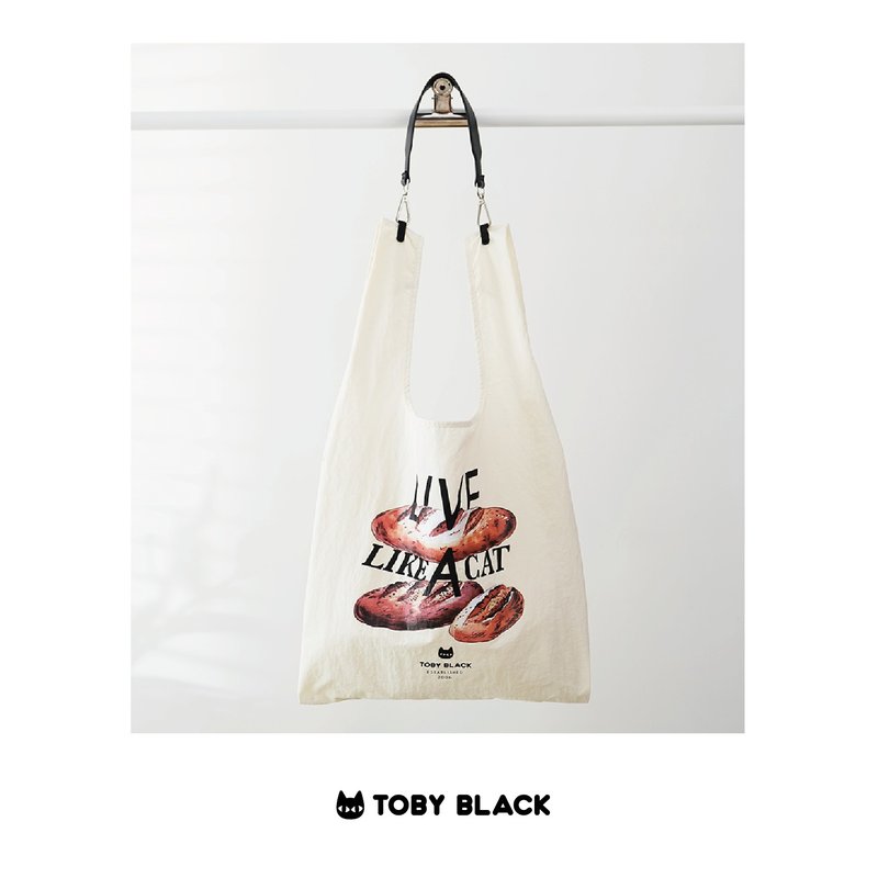 Toby Black Bread Story Bag - กระเป๋าถือ - ไนลอน ขาว