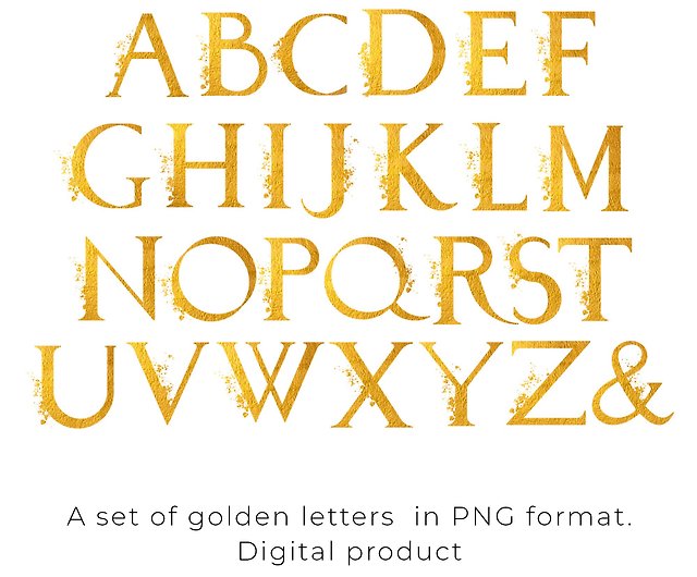 Gold Letters Clipart, Decorative Letters Graphic by Aneta Design