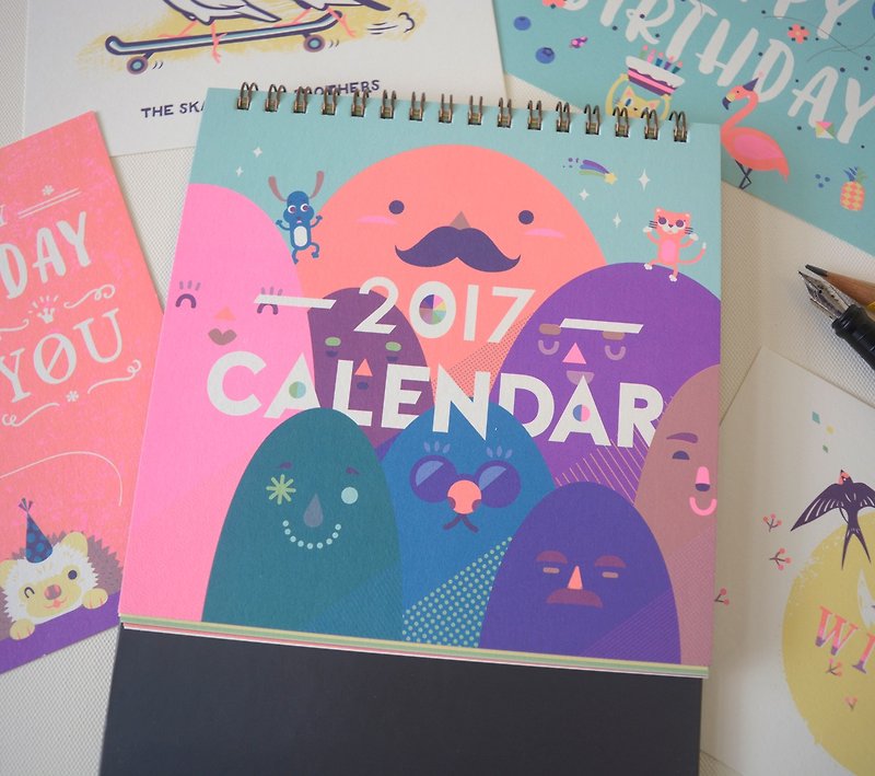 Rock pen stencil printing desk calendar 2017 Release playful! (Calendar / Calendar) - ปฏิทิน - กระดาษ สีแดง