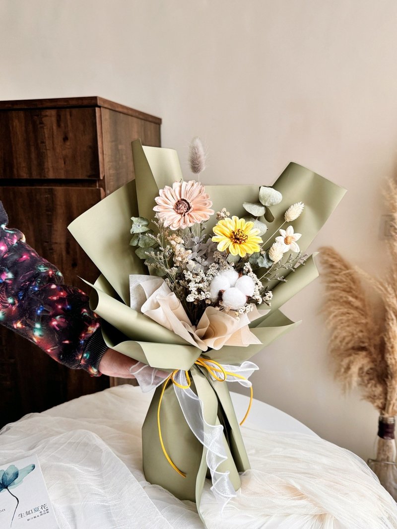 抹茶綠 乾燥花束 畢業花束 - 乾花/永生花 - 植物．花 綠色