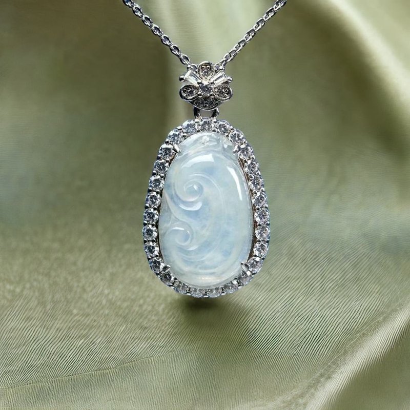 【願‧事事如意】冰種如意項鍊925銀 | 天然緬甸A貨翡翠 | 送禮 - 項鍊 - 玉石 透明