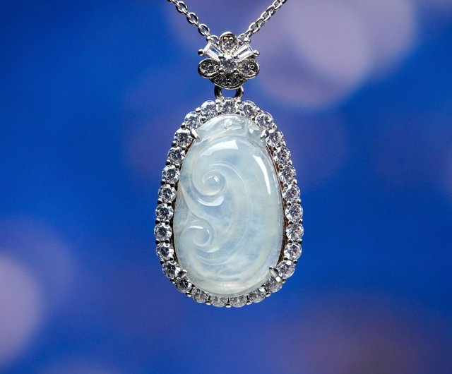 本翡翠 翡翠 如意 ネックレストップ ミャンマー 銀925