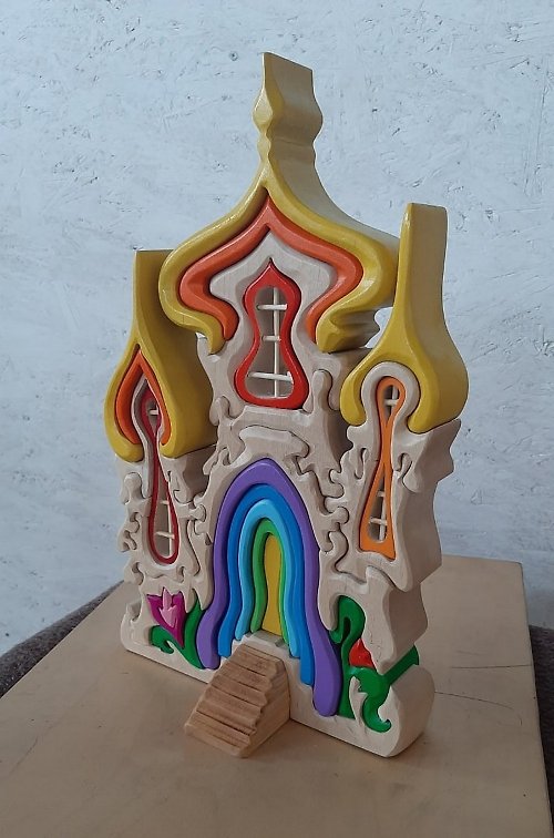 Gnommodern Sensory Wooden Houses Blocks for Kids / Natural Handmade Wooden Toys
