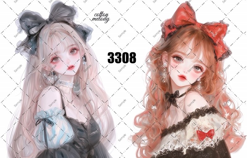 original sticker no.3308 人物ステッカー オリジナルステッカー オリジナル人物ステッカー 装飾ステッカー cotton melody - 貼紙 - 紙 