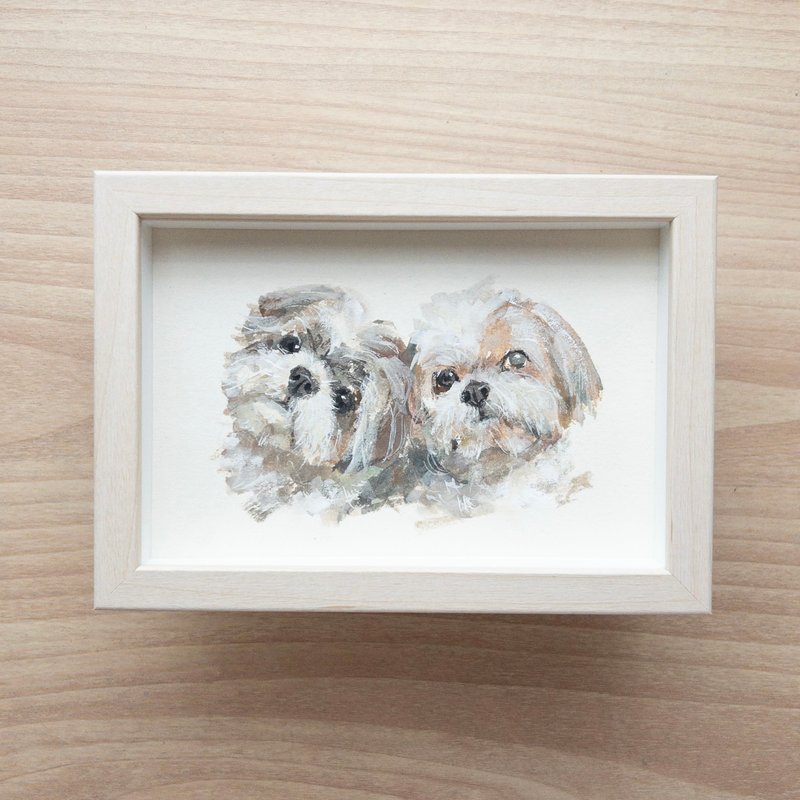 【Paint your dog】Watercolor illustrations of portraits in oil painting style (2 pieces) Custom portraits hand-painted - Customized Portraits - Paper 