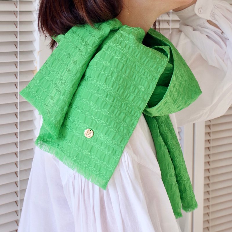 filtango stole SARASA GREEN - ผ้าพันคอ - ผ้าไหม สีเขียว