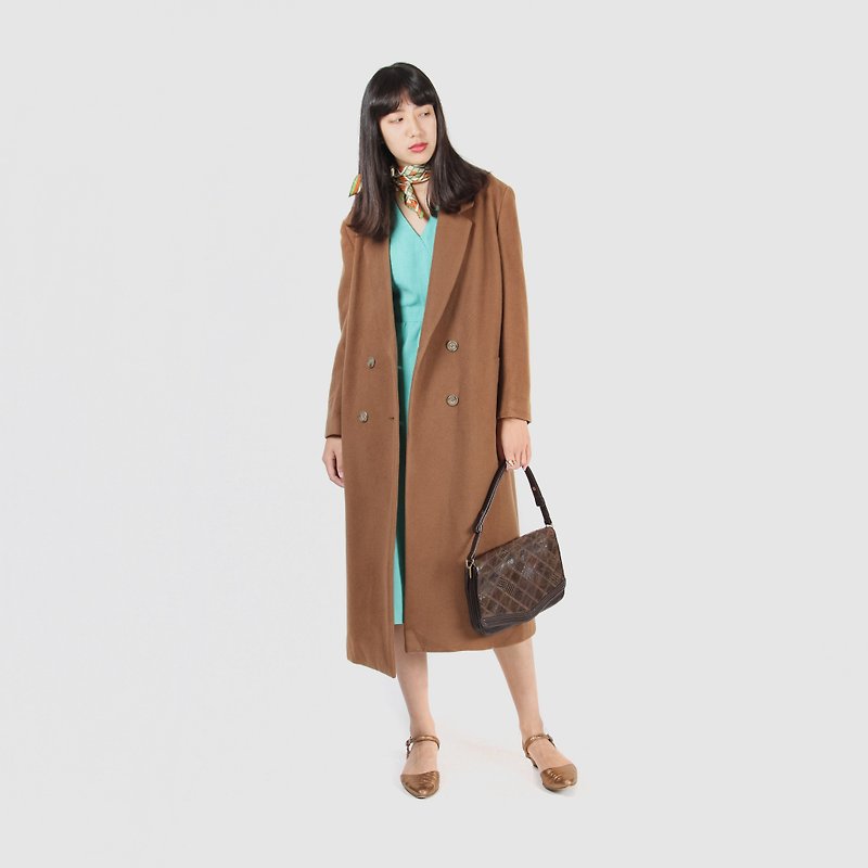 [Egg plant vintage] 20 women's wool vintage coat - เสื้อแจ็คเก็ต - ขนแกะ สีนำ้ตาล