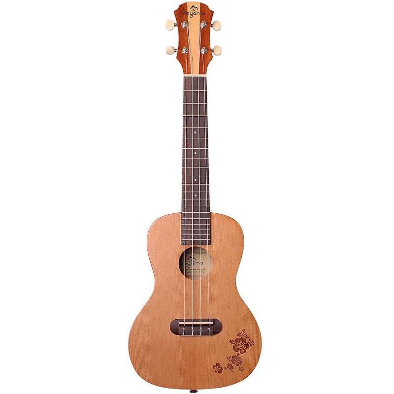 KF13C-CDR 23-inch Ukulele Redwood Veneer Hibiscus Flower Carving Series Solid Concert - Guitars & Music Instruments - Wood Brown