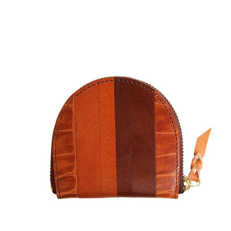 Striped horseshoe coin purse - Wallets - Genuine Leather Brown