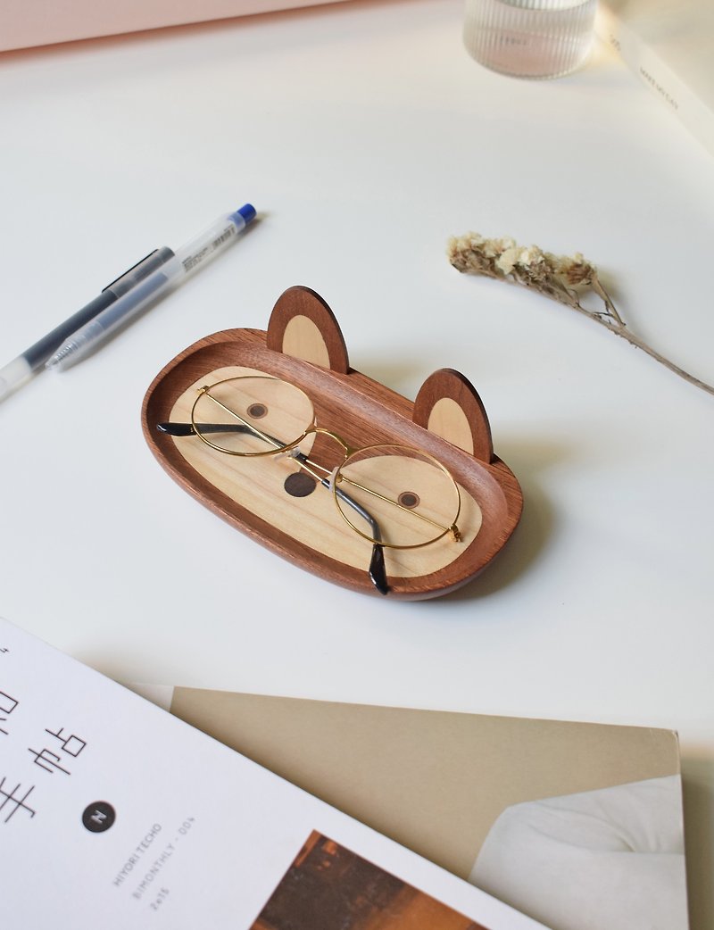 Mountain House丨Little Fox Glasses Tray Storage Tray Solid Wooden Creative Gift Decoration Display Sundries Sorting Tray - กล่องเก็บของ - ไม้ 