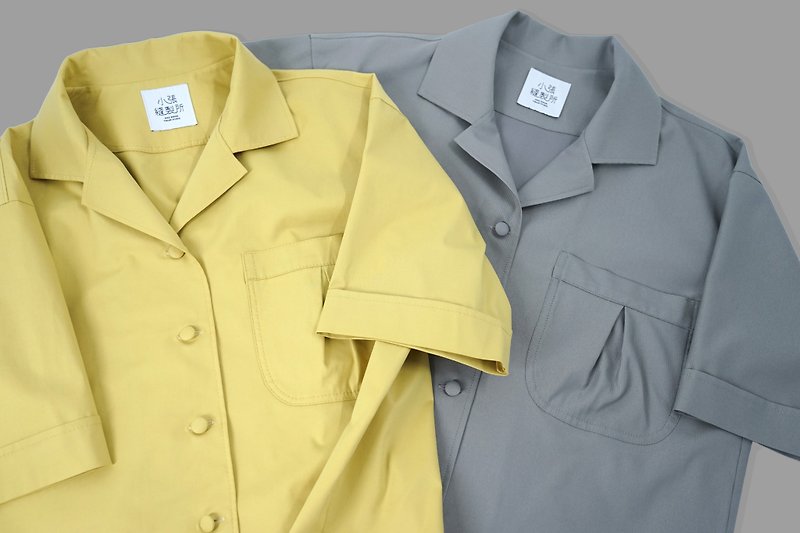 Cuban collar shirt - Women's Shirts - Cotton & Hemp Gray