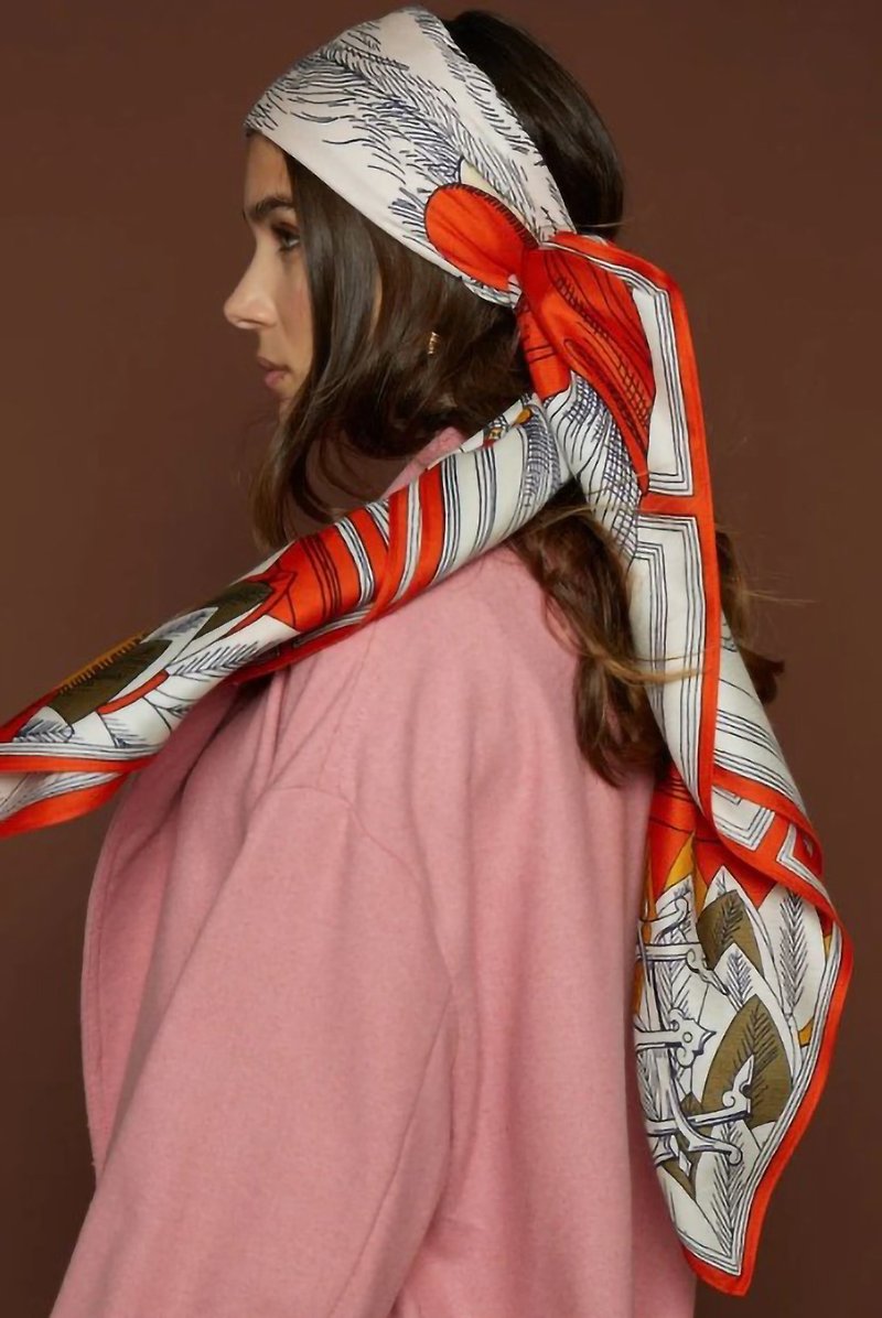 INOUI EDITIONS | Square scarf 130 NOEL | Orange - Scarves - Silk Orange