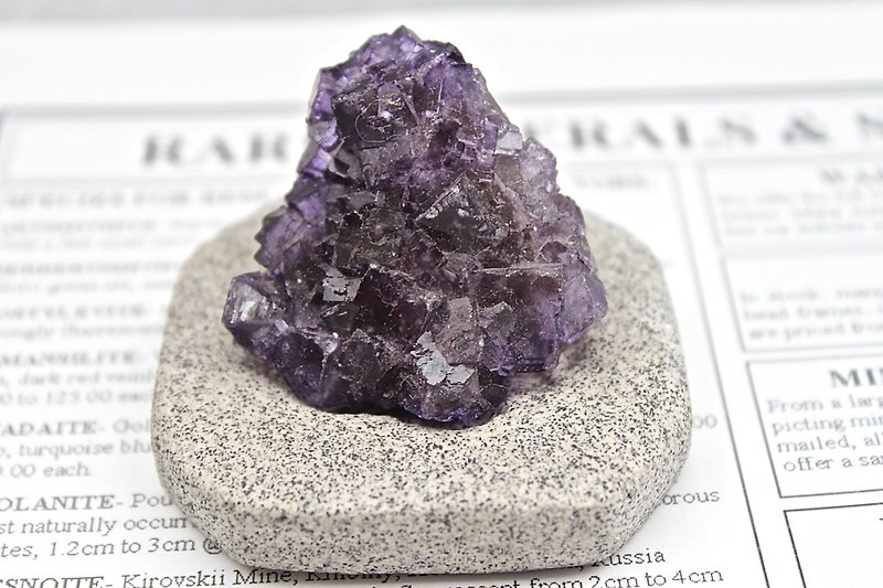 SHIZAI Mexican purple fluorite ore-with base - ของวางตกแต่ง - เครื่องเพชรพลอย สีม่วง