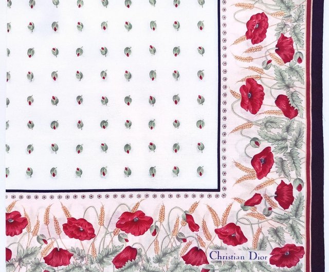 Christian Dior ヴィンテージ ハンカチ フローラル レッド ポピー