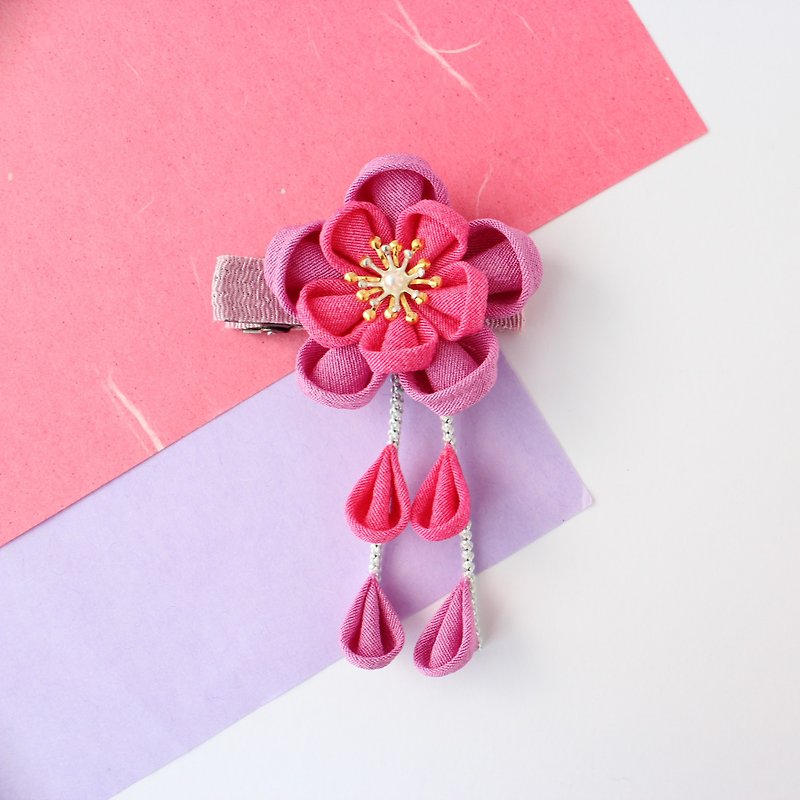 Silk Hair Accessories Pink - Hair clip flower Aurora