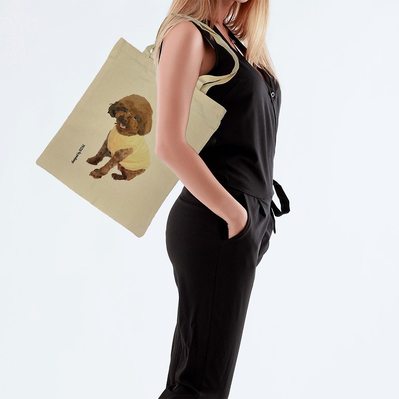 Poodle eco-friendly shoulder bag (large size) - กระเป๋าแมสเซนเจอร์ - เส้นใยสังเคราะห์ 