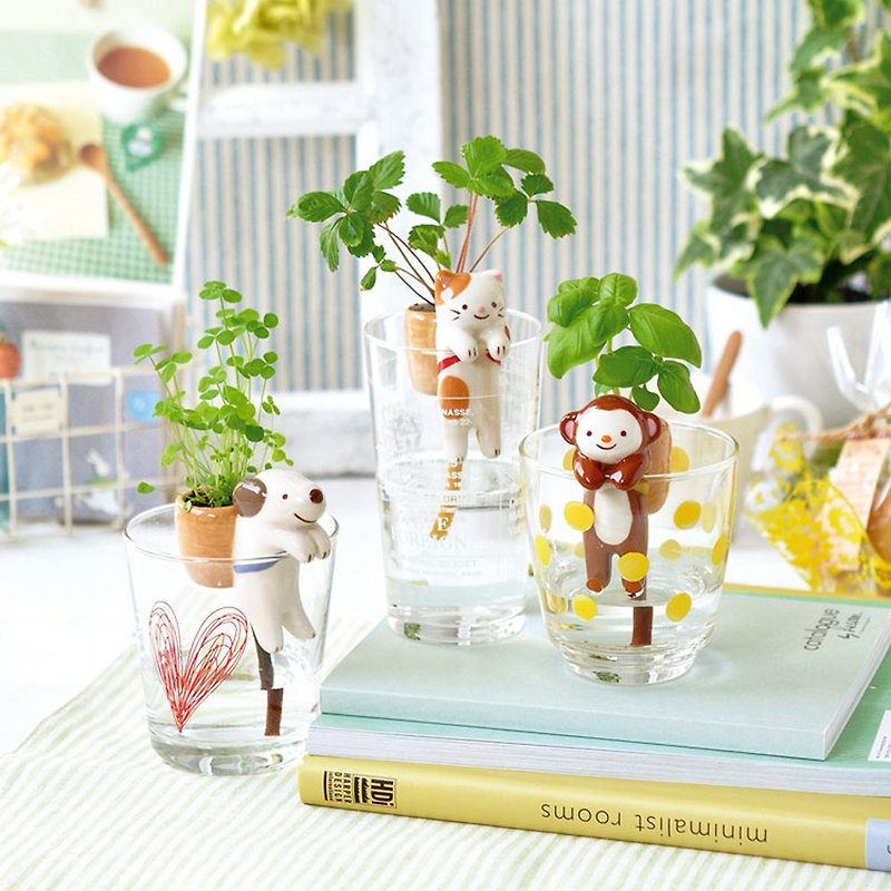 [Gift recommendation] Shippon's new version of the animal-shaped cup edge seed hydroponic planting group - ตกแต่งต้นไม้ - ดินเผา หลากหลายสี