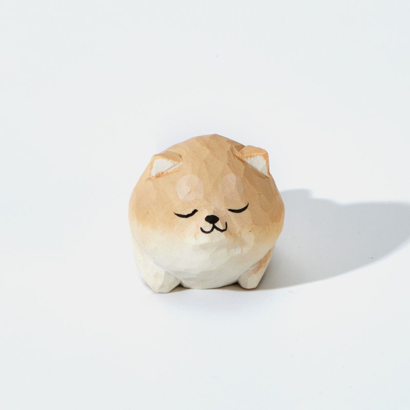 Sabi 安然入夢的柴犬小狗木雕 - 擺飾/家飾品 - 木頭 卡其色