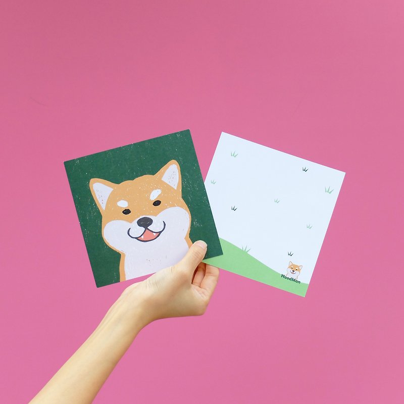 柴犬好可愛噢。有狗明信片 - 心意卡/卡片 - 紙 綠色
