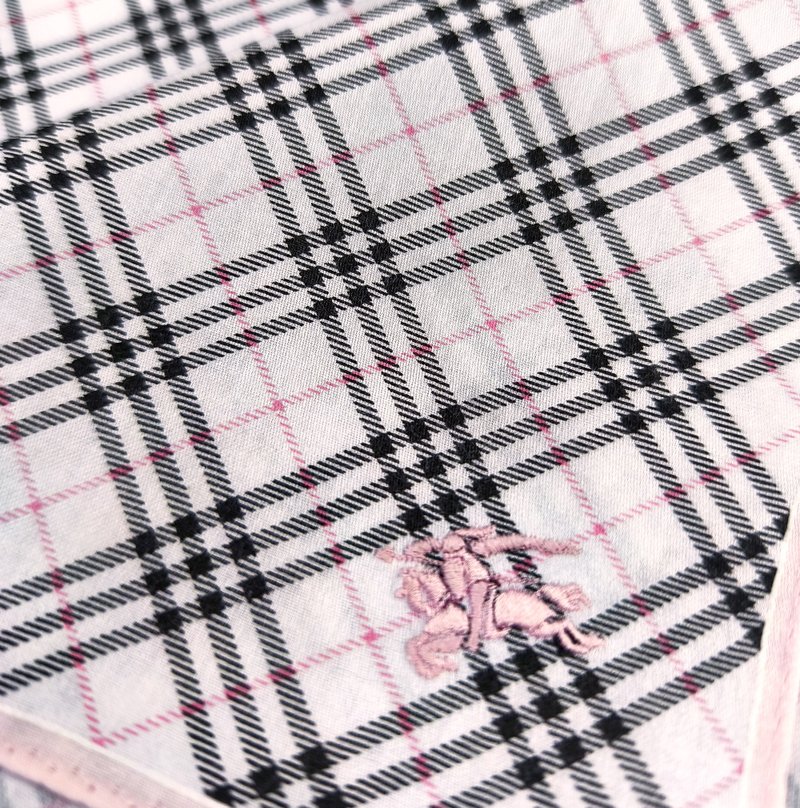 Burberry Vintage Handkerchief Pocket Square Black Pink 19.5 x 19.5 inches - 手帕 - 棉．麻 粉紅色