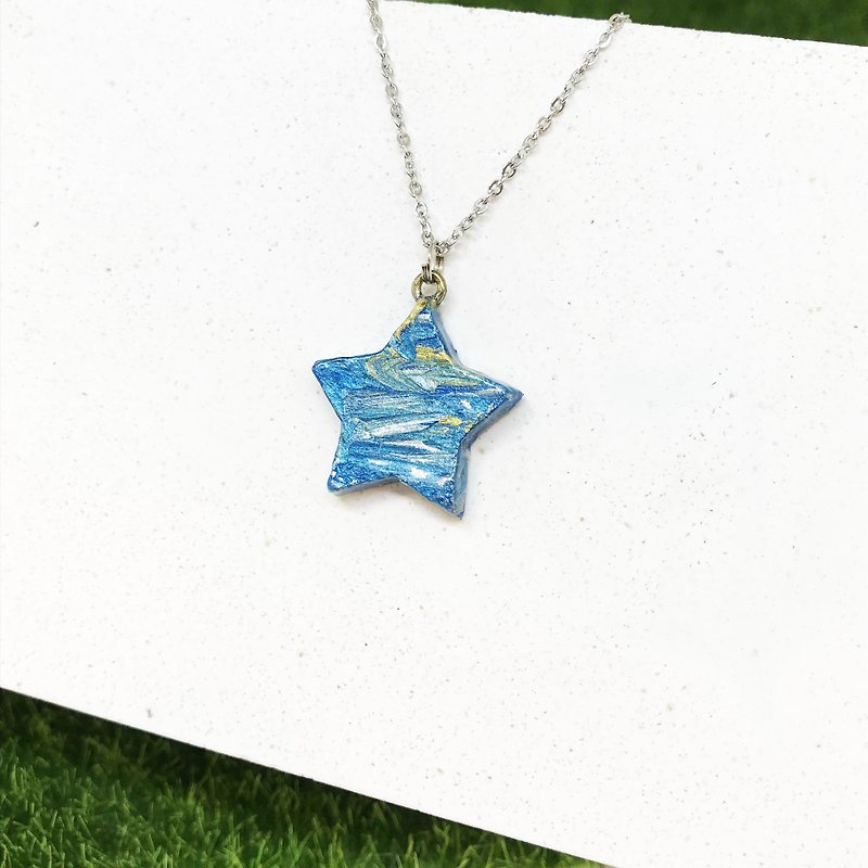 【Colorful Clouds】-Five Star Necklace - Necklaces - Pottery Blue