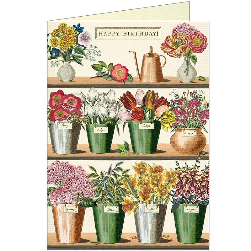 Cavallini & Co. GREETING CARD Birthday Card (Large)_Flower Shop - การ์ด/โปสการ์ด - กระดาษ หลากหลายสี